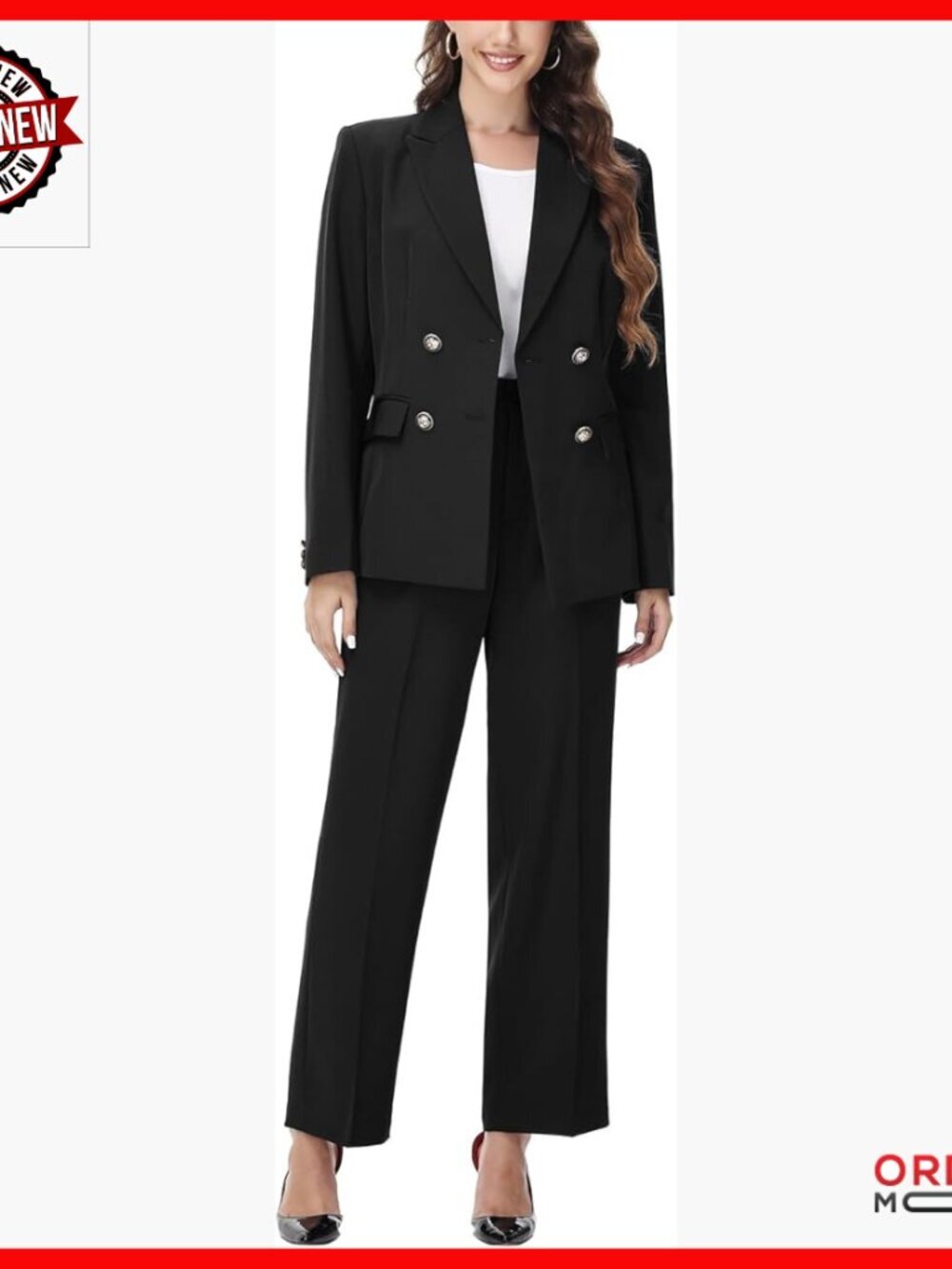 Double Breasted Blazer and Pants Suit Set for Work Office Business
